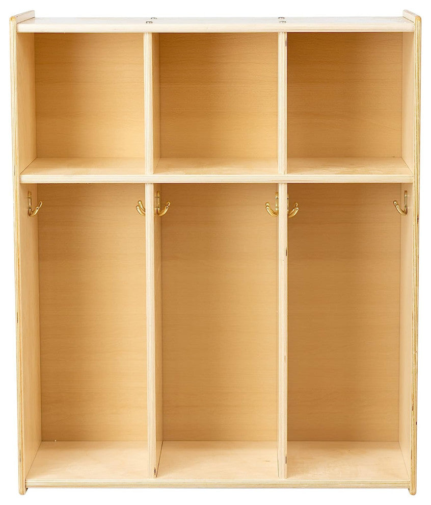3 Section Coat Locker Storage Organizer with Hooks