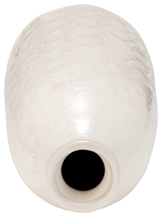 Ceramic 12" Circles Vase, Beige