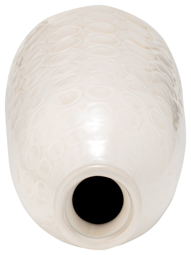 Ceramic 12" Circles Vase, Beige