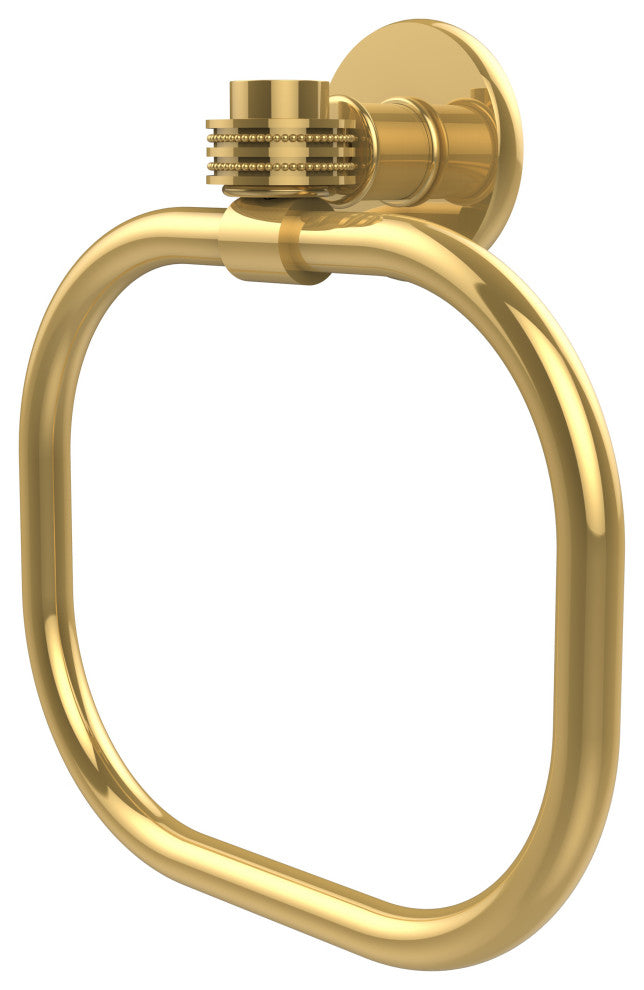 Continental Towel Ring With Dotted Accents, Polished Brass