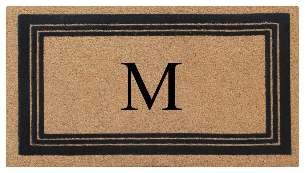A1HC Natural Coir Monogrammed Entrance Flock Outdoor Durable Doormat 24" X 39",