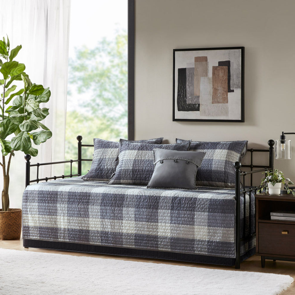 Madison Park Ridge 6 Piece Reversible Plaid Daybed Cover Set