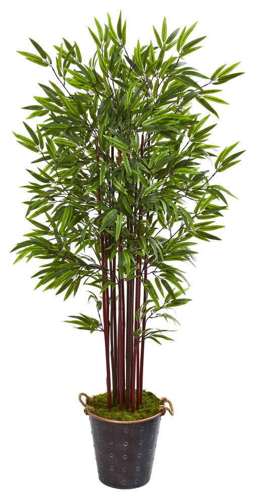 74" Bamboo Artificial Tree in Metal Planter