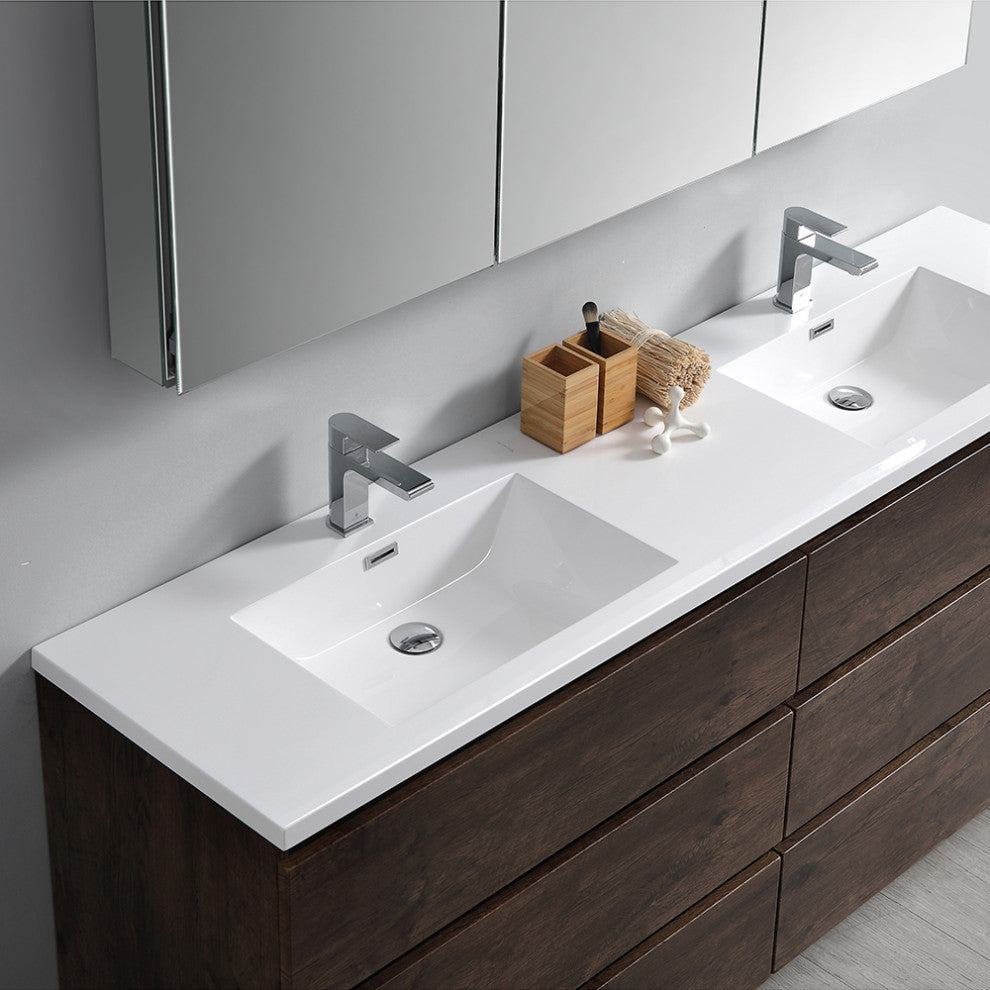 Fresca Lazzaro 72" Rosewood Cabinet With Integrated Double Sink