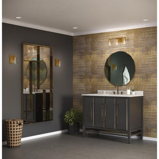 Vertex Collection Three-Light Brushed Gold Clear Glass Contemporary Bath Light