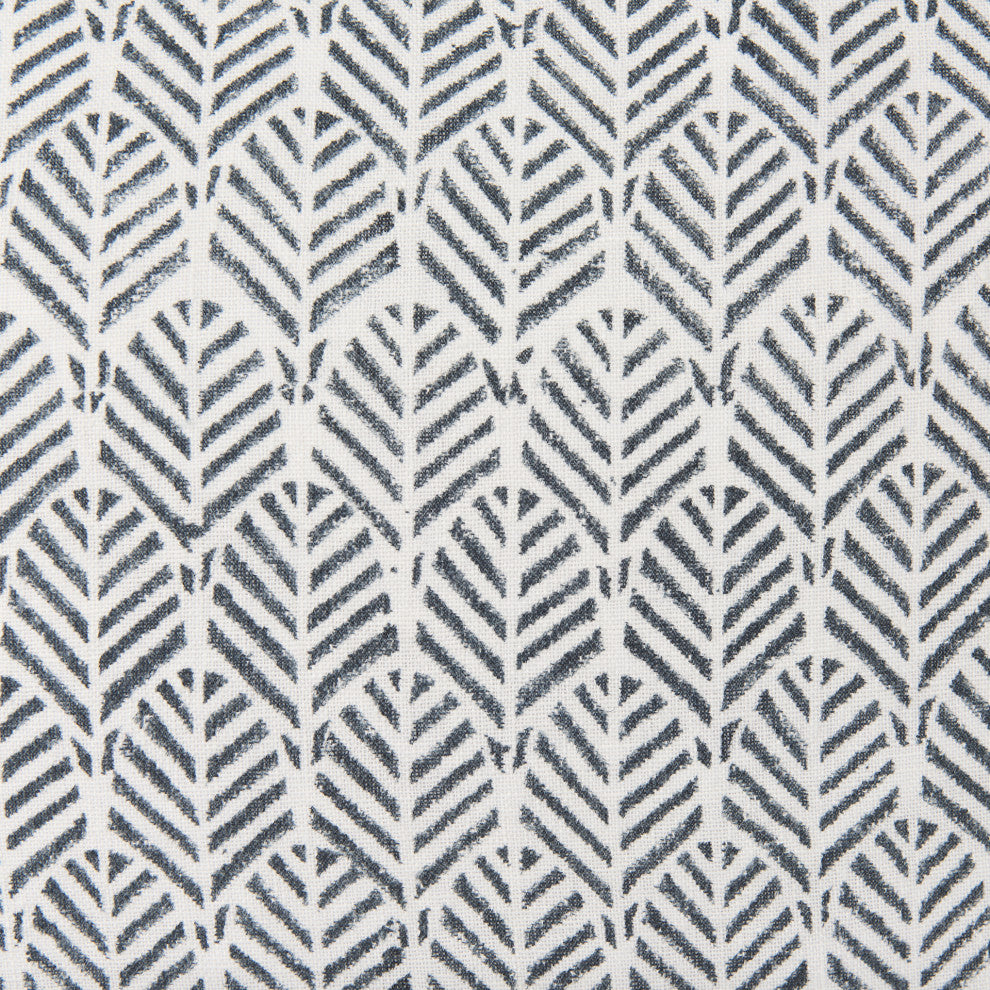 Jennelle Cream With Indigo Print Linen Square Decorative Pillow Cover