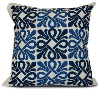 Blue Tiki Square, Geometric Print Pillow, 16"x16"