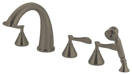 Kingston Brass Roman Tub Faucet With Hand Shower, Brushed Nickel