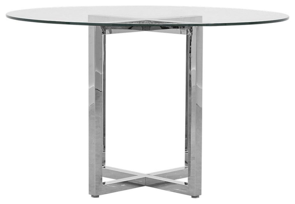Modus Amalfi 5pc 48"Round Counter Glass Tbl & 4 Metal Back Stool Set-cobalt