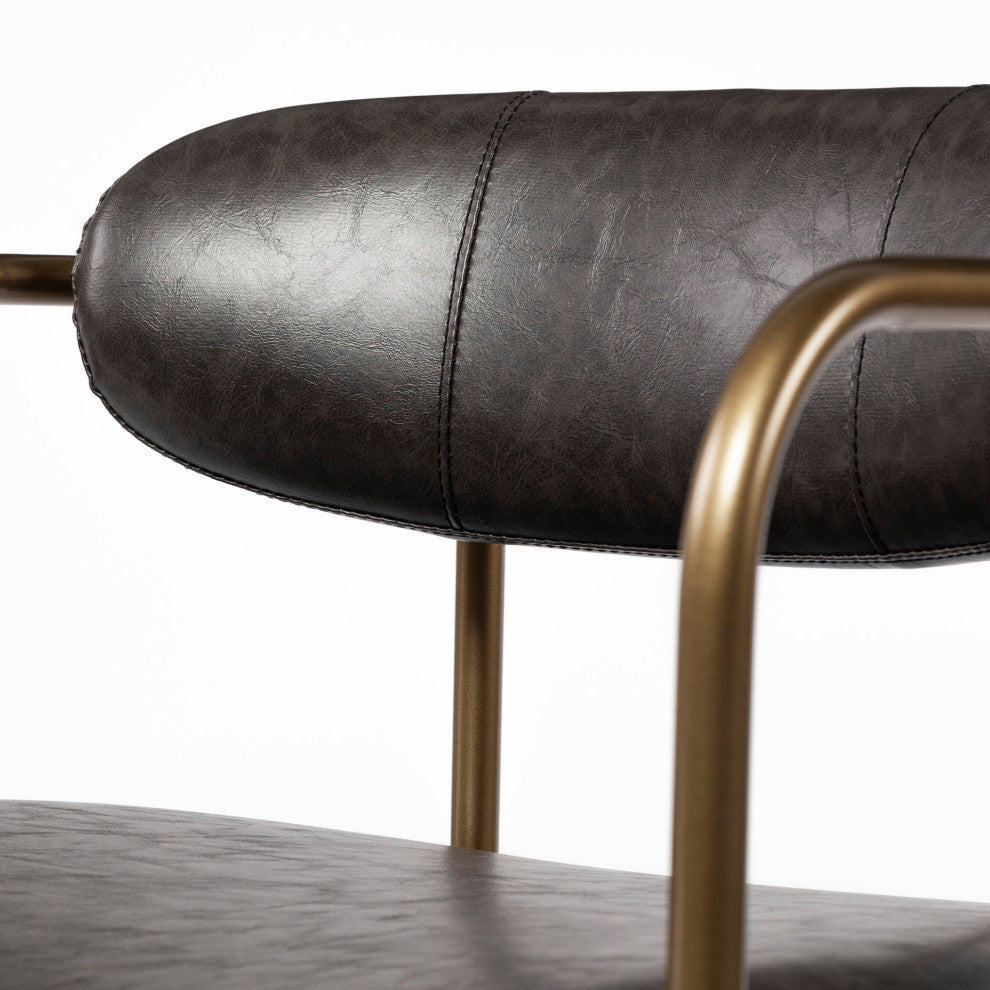 Parker Brown Faux-Leather Seat with Gold Metal Frame Bar Stool