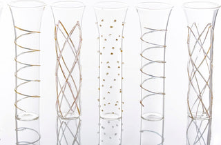 Razzle Dazzle Assorted Stemless Flutes, 6-Piece Set, Clear