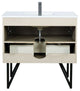 Lancy Modern 36" Rustic Acacia Square Sink Bathroom Vanity Set, Monte Chrome Fau