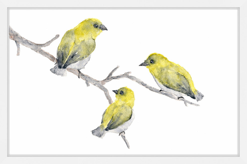 Marmont Hill, "Yellow Birds" by Thimble Sparrow Framed Painting Print, 30x20