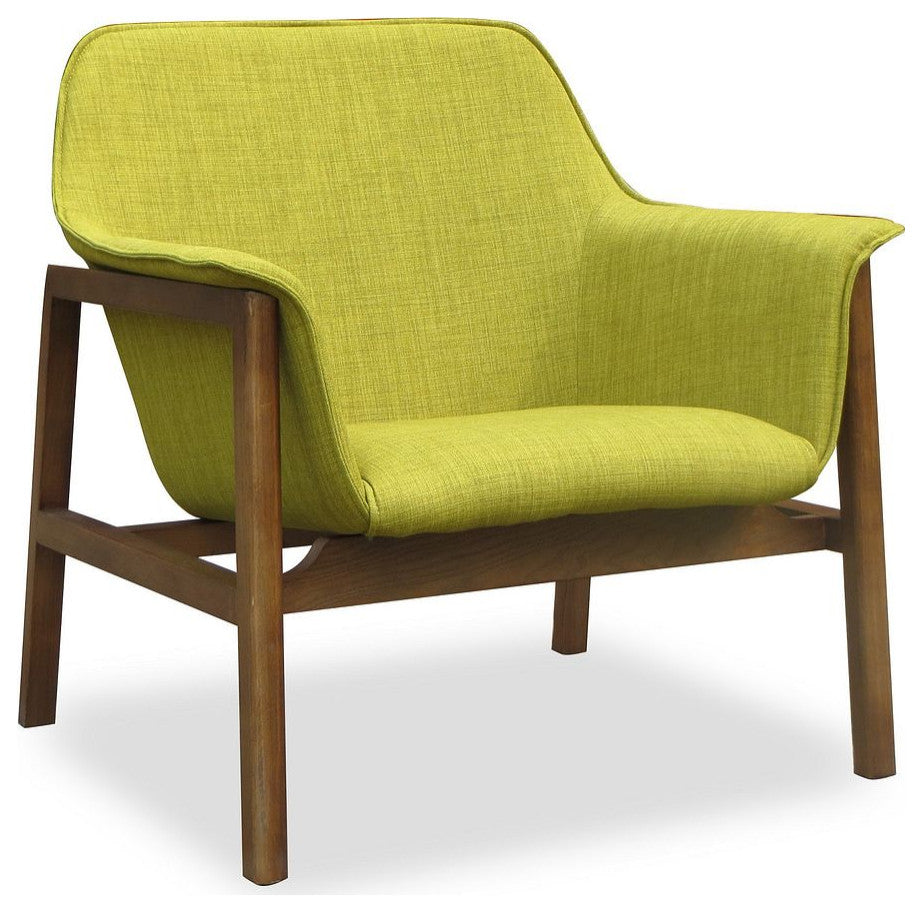Miller Accent Chair in Green and Walnut