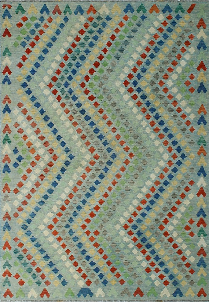 Sangat Kilim Muna Light Blue Rug 6'9"x9'7"