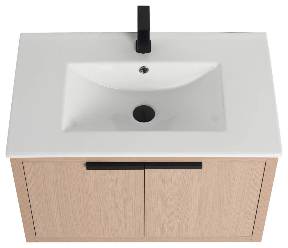 Fine Fixtures Kingsford Vanity Sink Included, White Oak, 30", Doors
