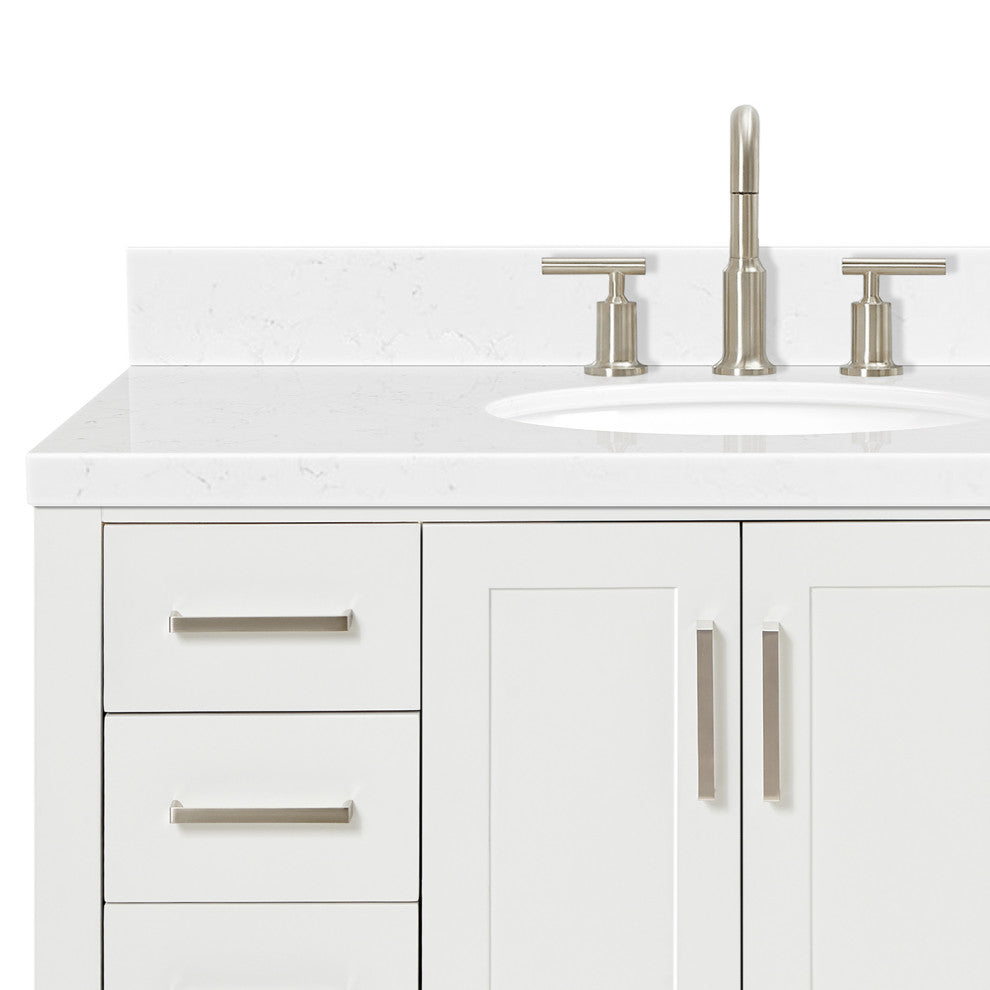 Ariel Magnolia 36"  Single Oval Sink Vanity, Carrara Quartz