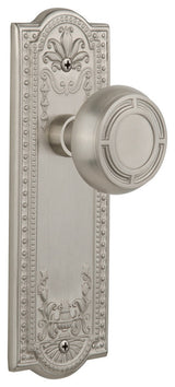 Meadows Plate Privacy Mission Knob, Satin Nickel
