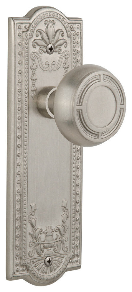 Meadows Plate Privacy Mission Knob, Satin Nickel