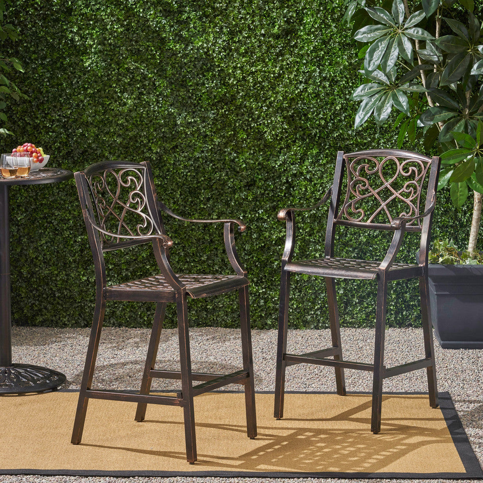 Irene Outdoor 28" Aluminum Barstool, Set of 2