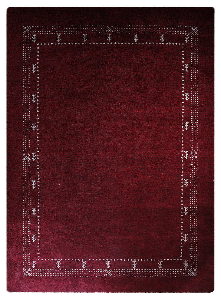 HAND KNOTTED LOOM WOOL ECO-FRIENDLY AREA RUGS - Rectangle, Red, Contemporary