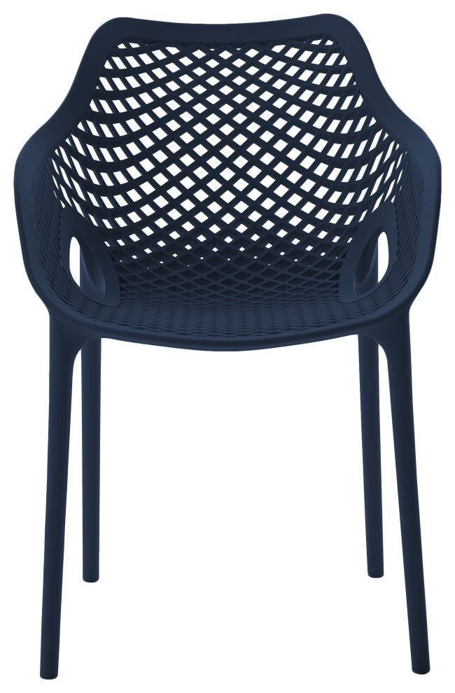 Mykonos Outdoor Patio Dining Chair (Set of 4), Navy, With Arms