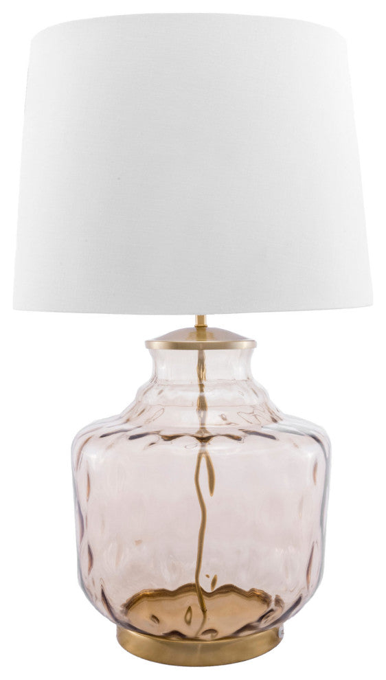 Nuloom Iron and Glass Cotton Shade Gold Finish 3-Way Switch Table Lamp, 26"
