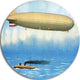 Airship Illustration, Digital Art Round Wall Art, 23"
