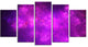 Purple Starry Fractal Sky, Contemporary Canvas Art Print, 60"x32", 5 Panels