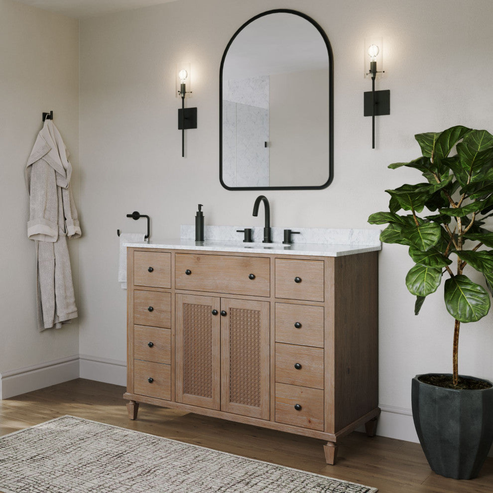 The Wailea Bathroom Vanity, Single Sink, 42", Weathered Fir, Freestanding