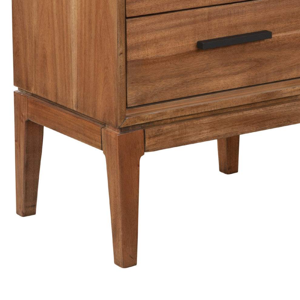 Benzara BM269321 Nightstand With 2 Drawers and Wooden Frame, Brown