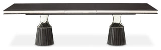 Carmela Double Pedestal Dining Table, Glossy Charcoal Sand