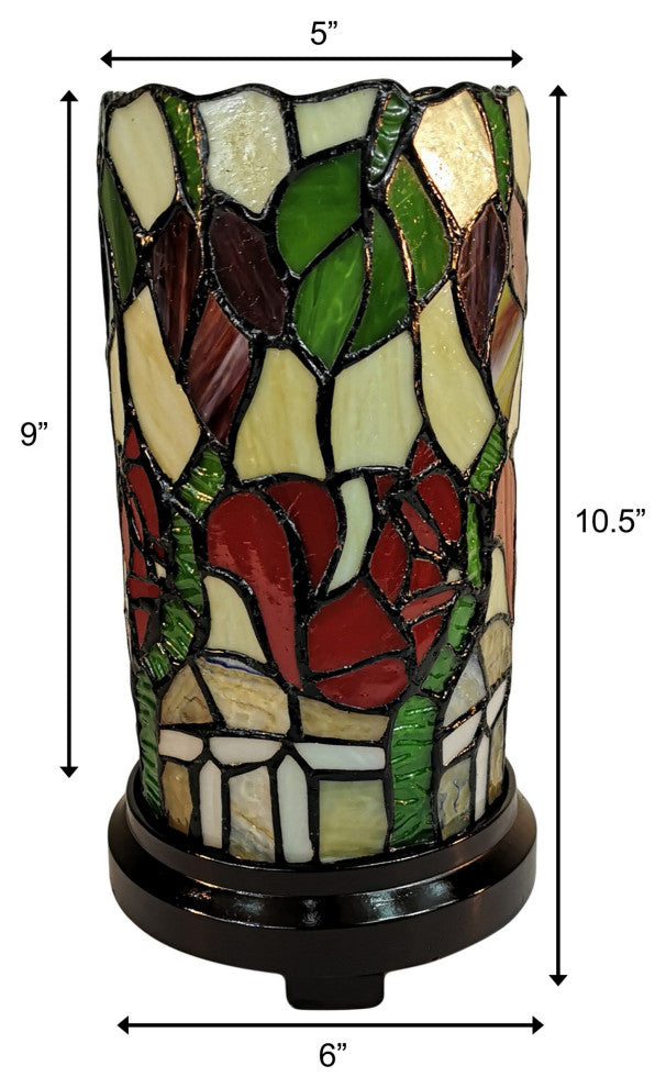 Amora Lighting AM092ACCB Tiffany Style Floral Mini Table Lamp 10 Inches Tall