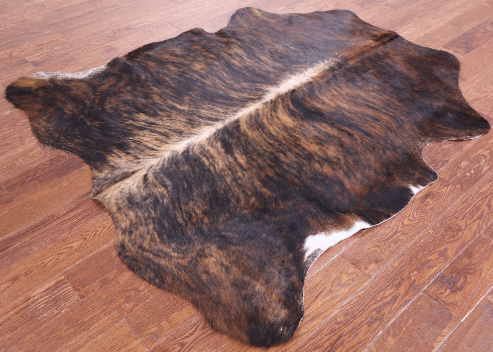 6' 3" X 5' 9" Brindle Natural Cowhide Rug C1786