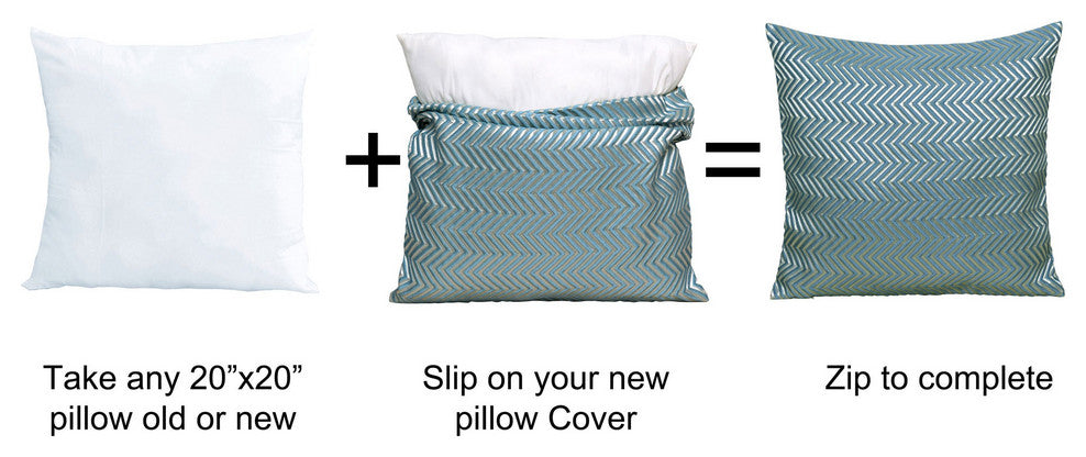 Chevron Jacquard Valance and Pillow Shell Sets , Blue, 20" X 20" / 56" X 19"