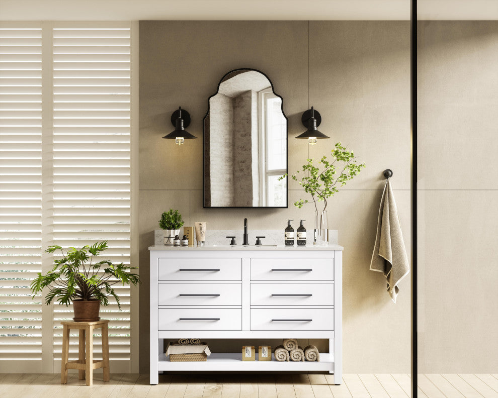 Home Living 48" Single Bathroom Vanity, White With Backsplash