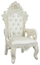 Benzara BM275675 Classic Vegan Leather Royal Armchair, Acrylic Diamond, White