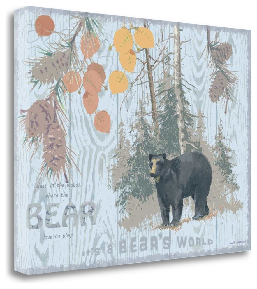 "Bears World Gray" By Anita Phillips, Giclee Print on Gallery Wrap Canvas