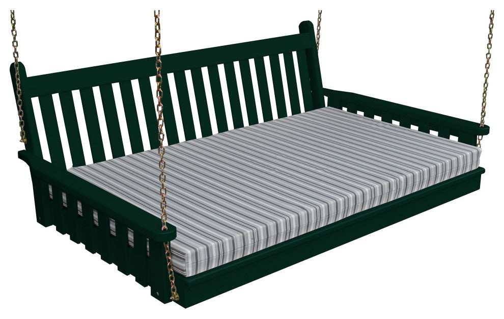 Pine Traditional English Swingbed, Dark Green, 4 Foot