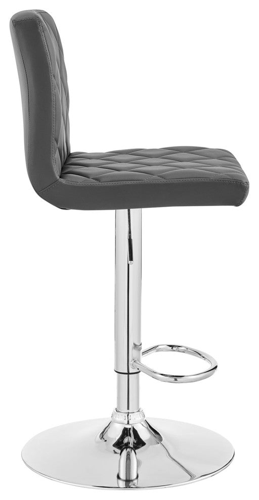 Duval Adjustable Gray Faux Leather Swivel Bar Stool