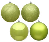 Vickerman 4.75" Lime 4-Finish Ball Ornament Assortment, 4 per Box