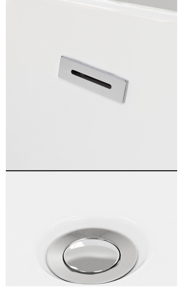 Brooklyn 60" Freestanding White Bathtub, Polished Chrome Drain and Overflow Trim