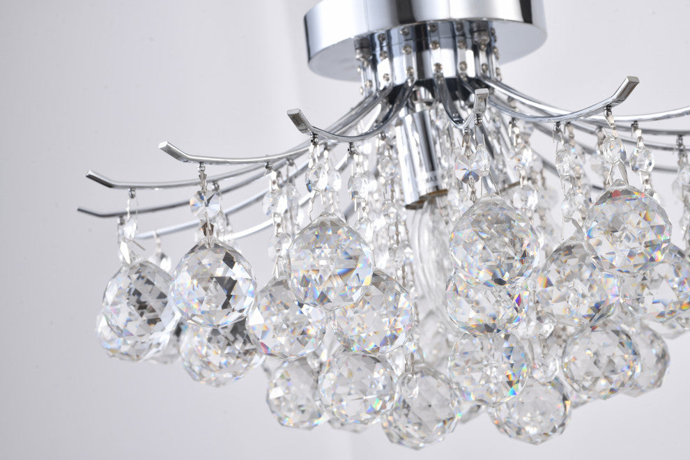 Clear Crystal Ball Drop, Chrome Frame Flushmount
