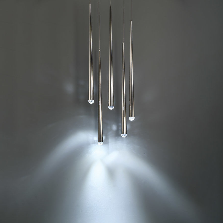 Modern Forms Cascade LED 5-Light Round Chandelier in Polished Nickel