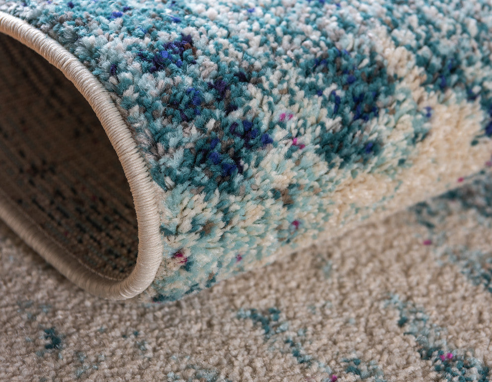 Unique Loom Light Blue Seashell Positano 2'' 2x6'' 7 Runner Rug