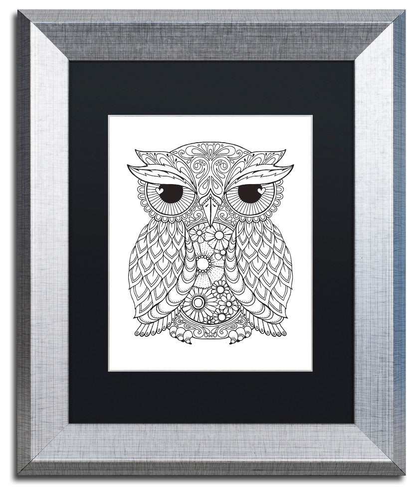 Hello Angel ''Owl 2'' Art, Silver Frame, Black Mat, 14x11