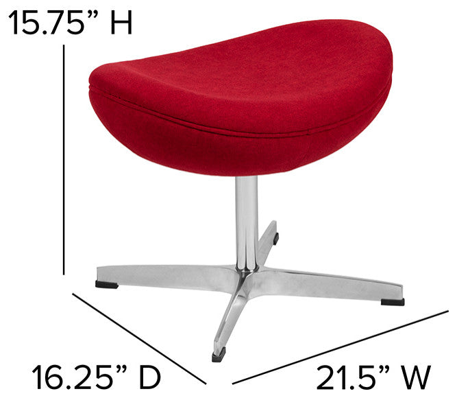 Red Fabric Saddle Wing Ottoman