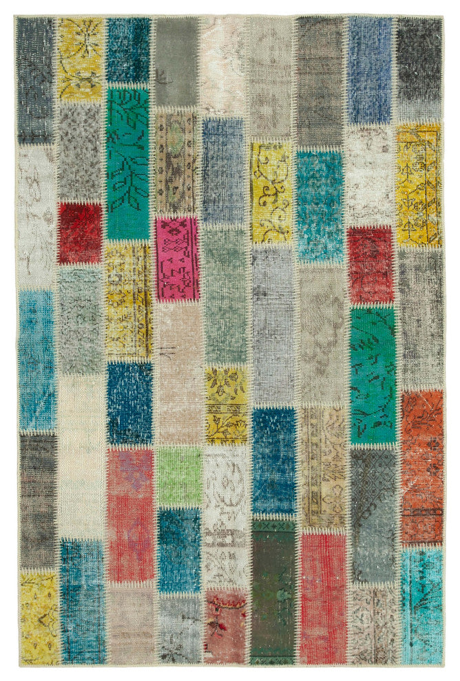 Rug N Carpet - Handwoven Turkish 5' 3" x 7' 10" Contemporary Patchwork Area Rug