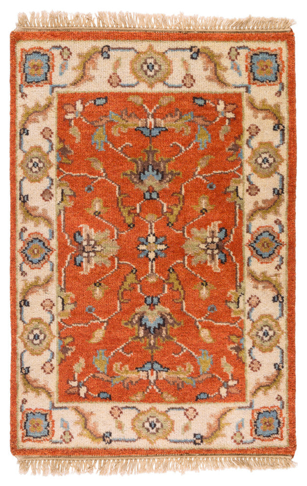 Surya Zeus ZEU-7824 8' Round Rug, Burnt Orange/Khaki/Dark Brown/Light Gray