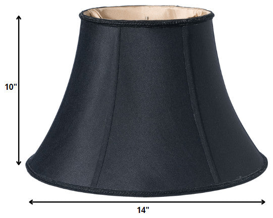 14" Black With Bronze Lining Slanted Oval Paperback Shantung Lampshade